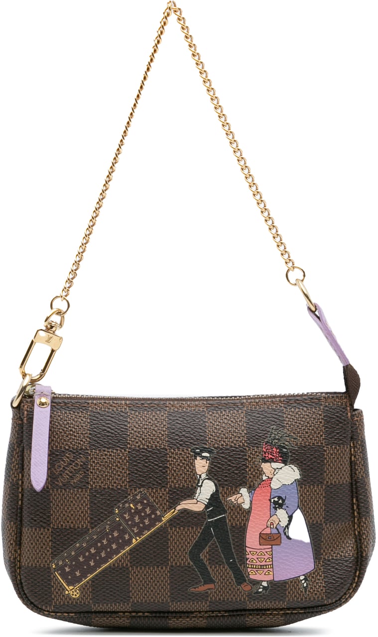 Louis Vuitton Damier Ebene Illustre Mini Pochette Accessories Bruin