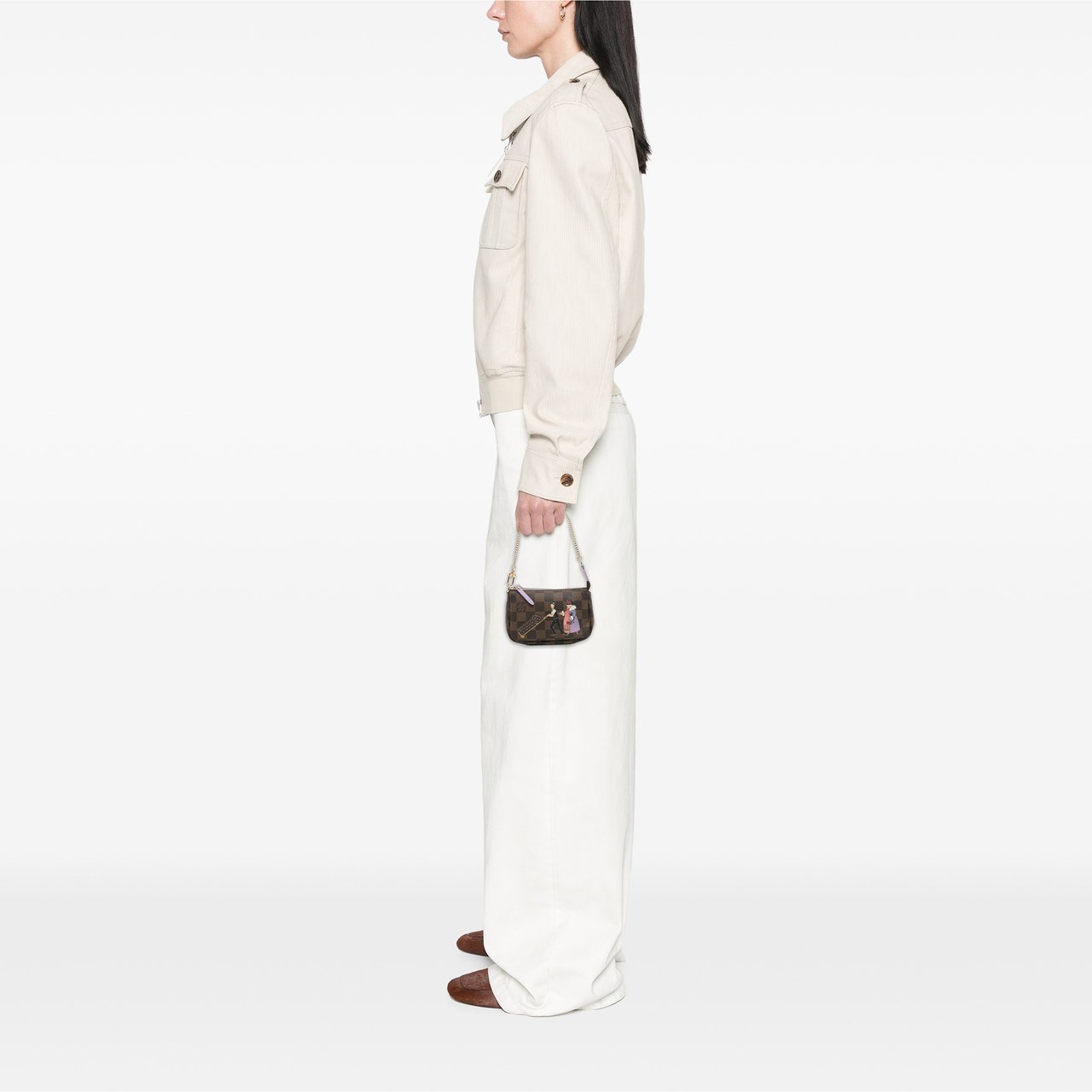 Louis Vuitton Damier Ebene Illustre Mini Pochette Accessories Bruin