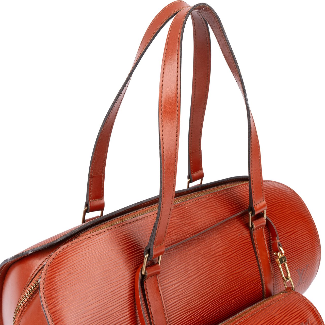 Louis Vuitton Cognac Epi Leather Soufflot Set Handbag Bruin