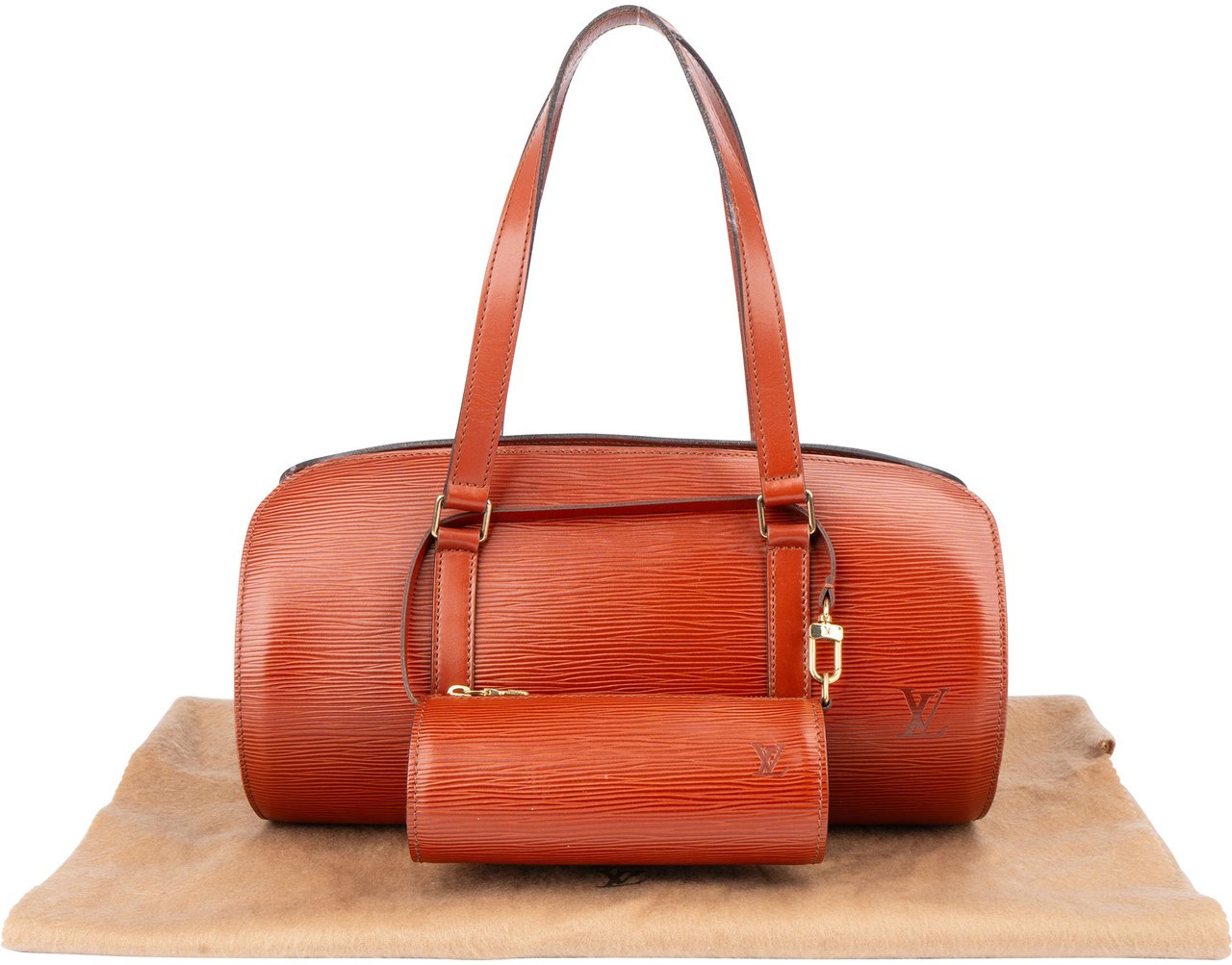 Louis Vuitton Cognac Epi Leather Soufflot Set Handbag Bruin