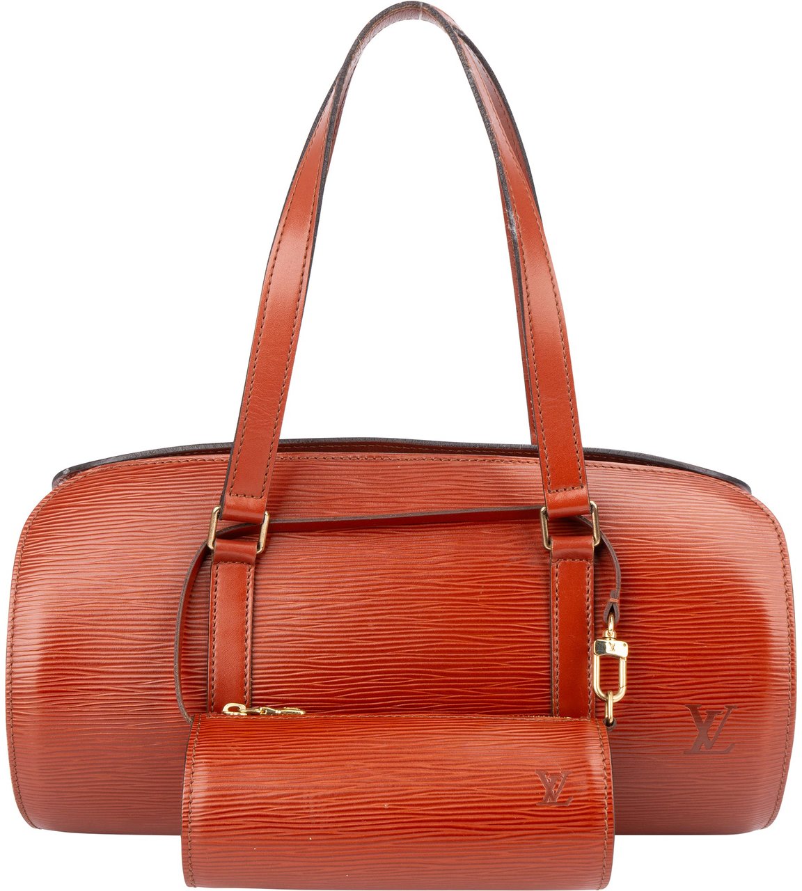 Louis Vuitton Cognac Epi Leather Soufflot Set Handbag Bruin
