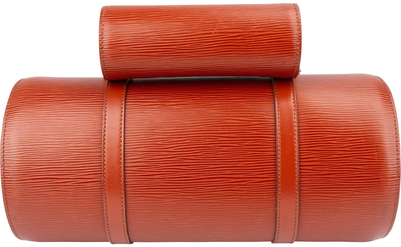 Louis Vuitton Cognac Epi Leather Soufflot Set Handbag Bruin