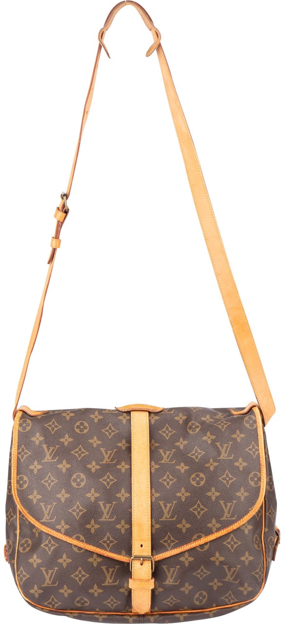 Louis Vuitton Louis Vuitton Canvas Monogram Saumur 35 Crossbody Bag Bruin