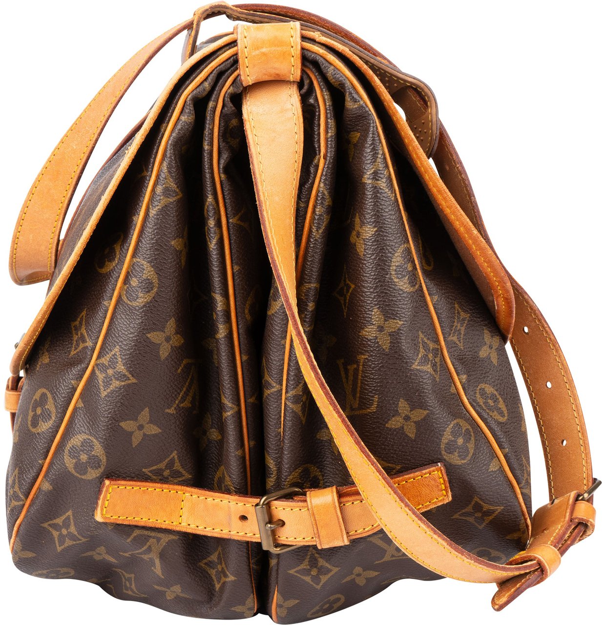 Louis Vuitton Louis Vuitton Canvas Monogram Saumur 35 Crossbody Bag Bruin