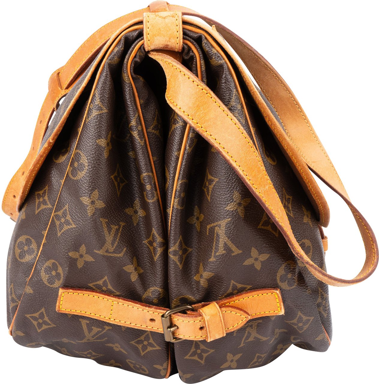 Louis Vuitton Louis Vuitton Canvas Monogram Saumur 35 Crossbody Bag Bruin
