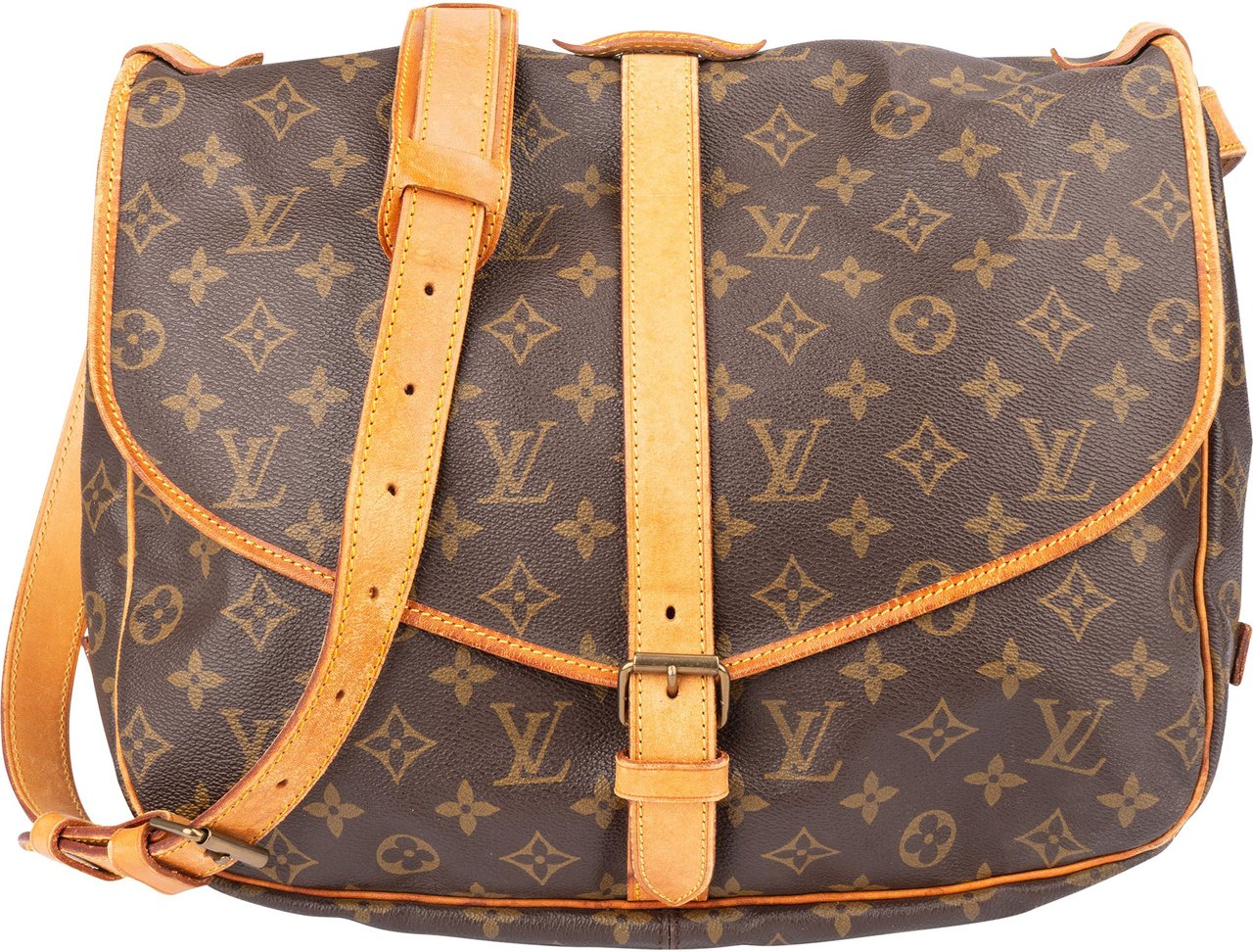 Louis Vuitton Louis Vuitton Canvas Monogram Saumur 35 Crossbody Bag Bruin