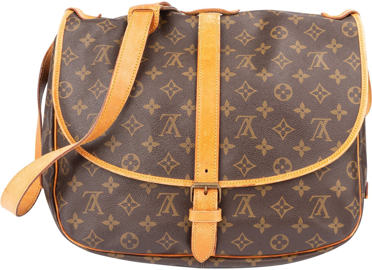 Louis Vuitton Louis Vuitton Canvas Monogram Saumur 35 Crossbody Bag Bruin