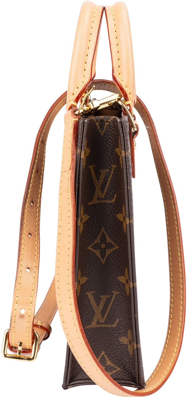 Louis Vuitton Louis Vuitton Canvas Monogram Petit Sac Plat Handbag Bruin