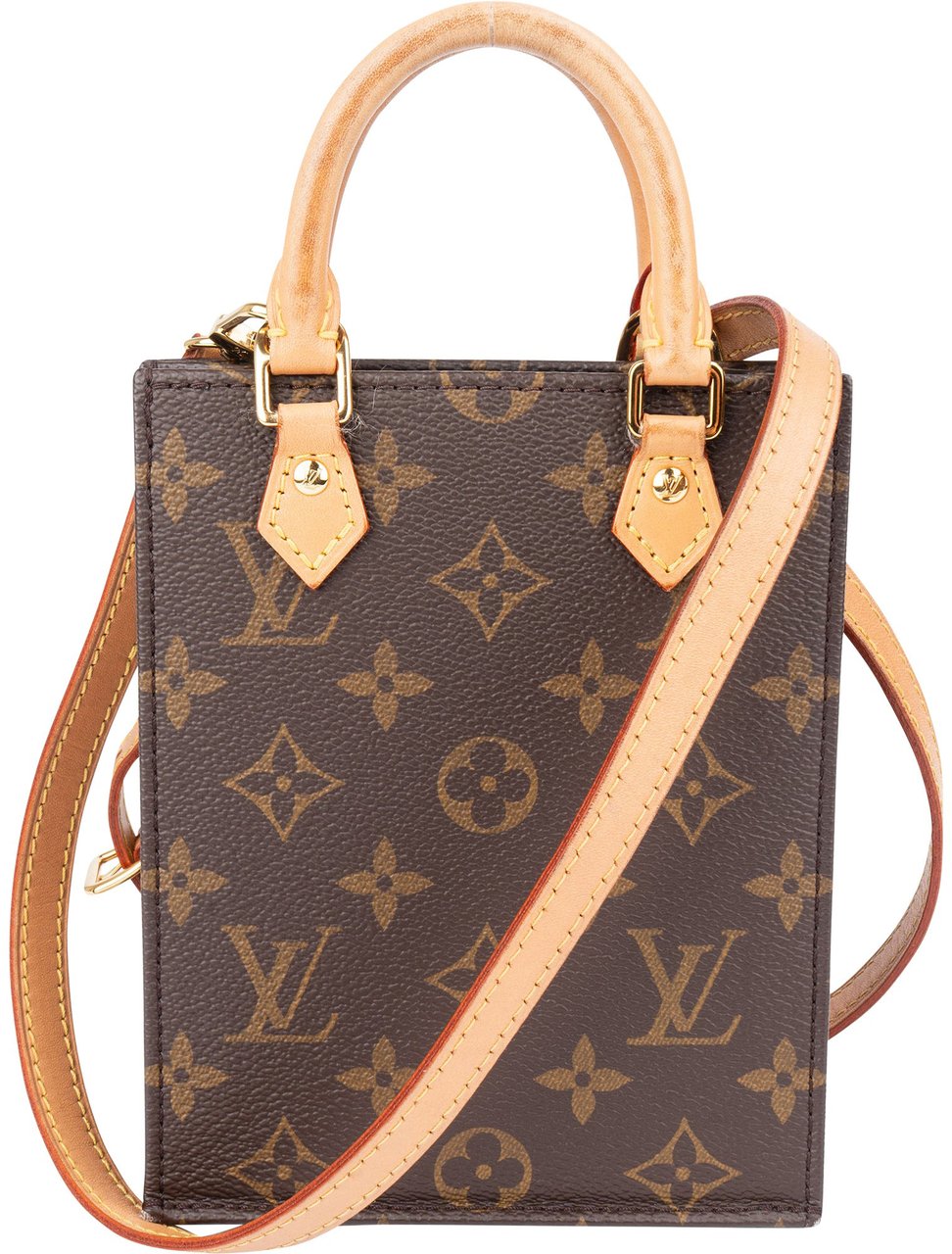 Louis Vuitton Louis Vuitton Canvas Monogram Petit Sac Plat Handbag Bruin