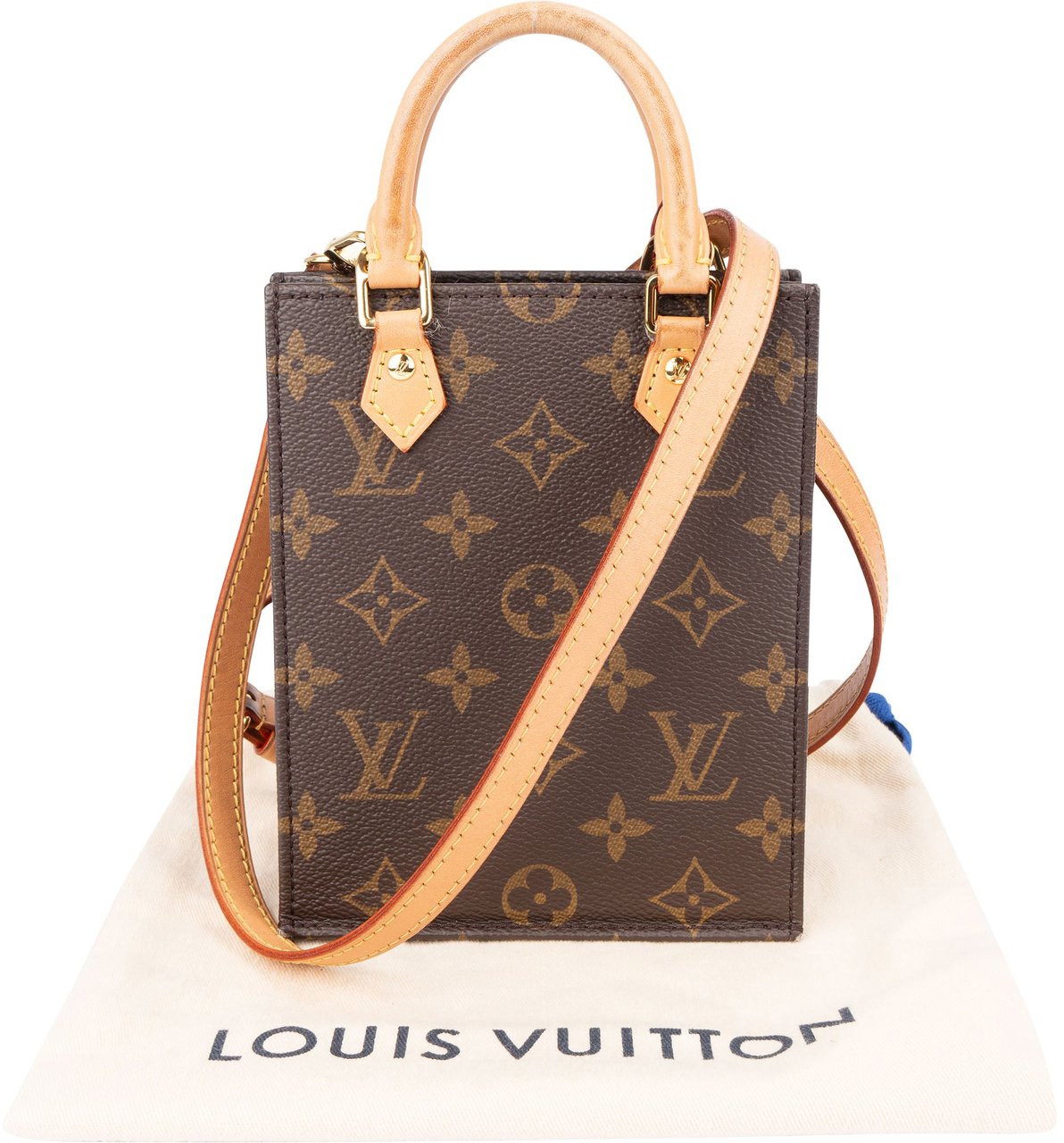 Louis Vuitton Louis Vuitton Canvas Monogram Petit Sac Plat Handbag Bruin