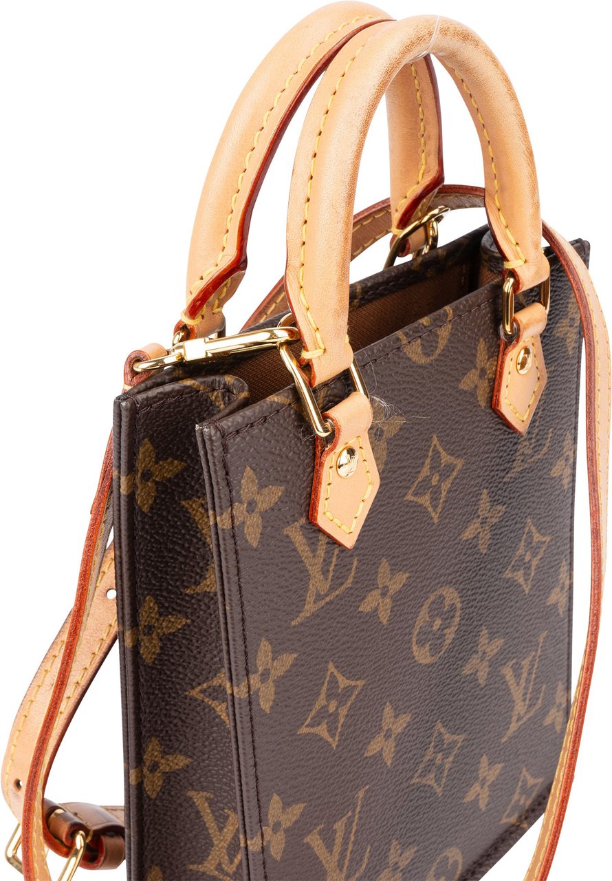Louis Vuitton Louis Vuitton Canvas Monogram Petit Sac Plat Handbag Bruin