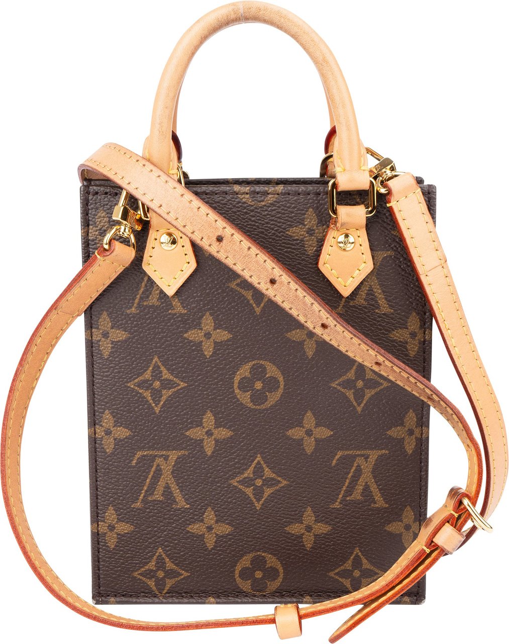 Louis Vuitton Louis Vuitton Canvas Monogram Petit Sac Plat Handbag Bruin