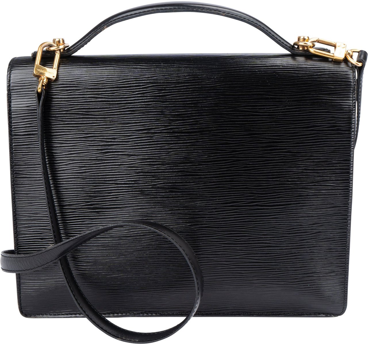 Louis Vuitton Louis Vuitton Noir Epi Leather Monceau Handbag Zwart