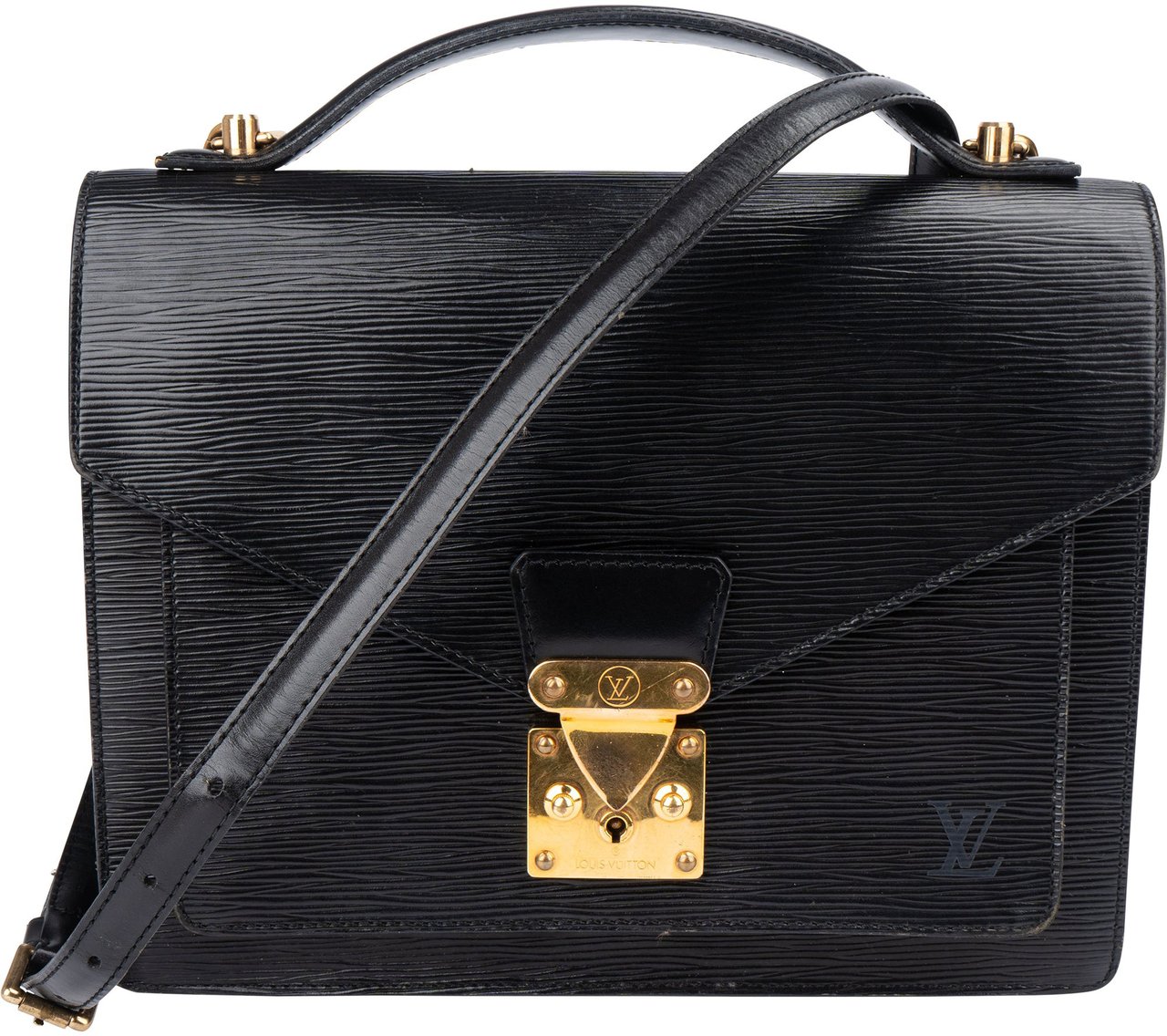Louis Vuitton Louis Vuitton Noir Epi Leather Monceau Handbag Zwart
