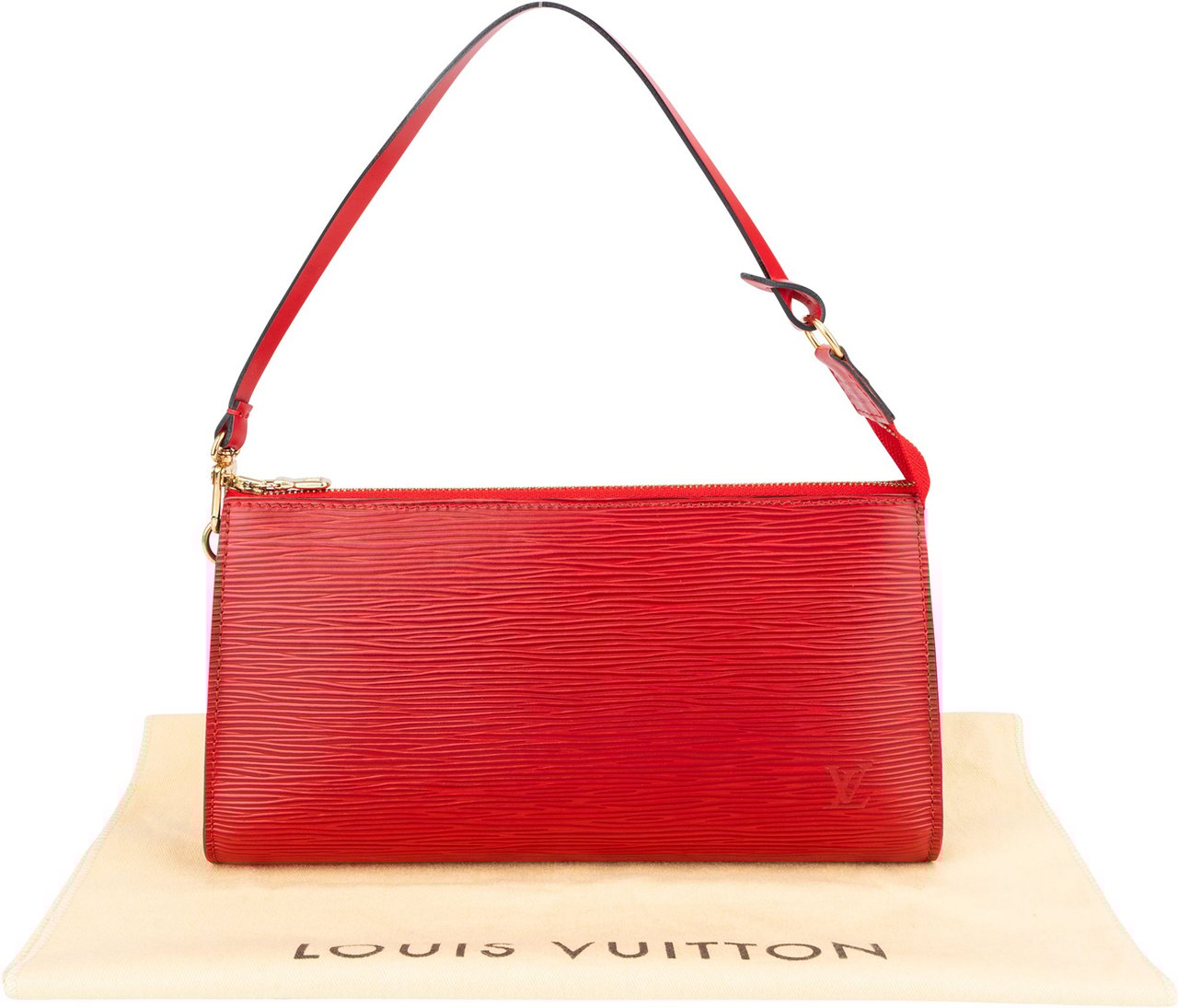 Louis Vuitton Louis Vuitton Rouge Epi Leather Pochette Accessoire Handbag Rood