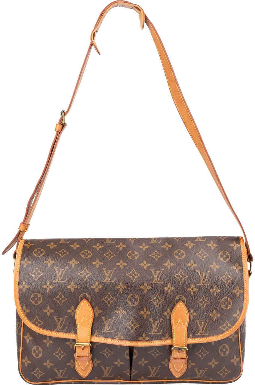 Louis Vuitton Canvas Monogram Gibeciere Crossbody Bag Bruin