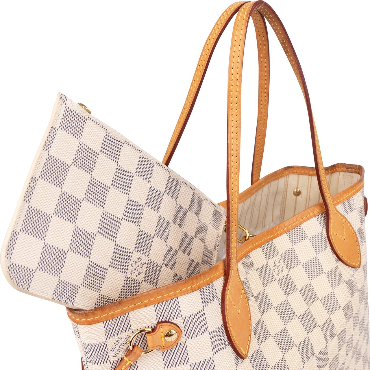 Louis Vuitton Louis Vuitton Damier Azur Monogram Neverfull PM Handbag Wit