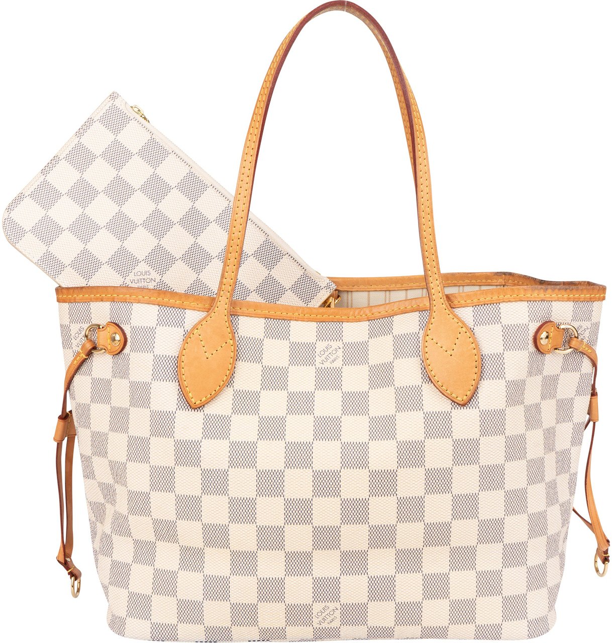 Louis Vuitton Louis Vuitton Damier Azur Monogram Neverfull PM Handbag Wit