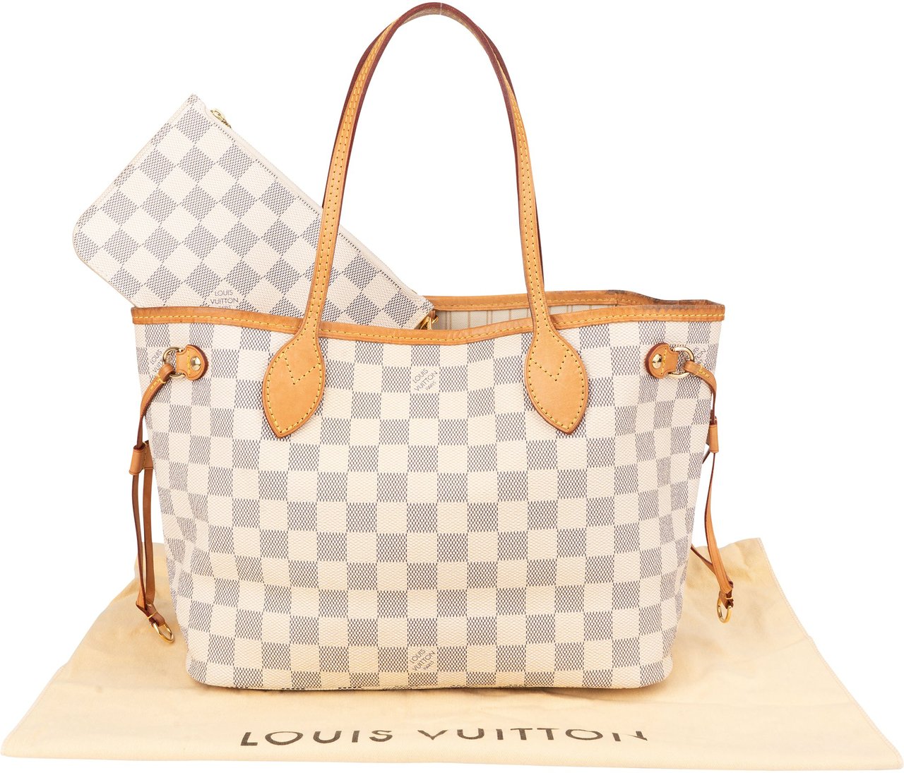 Louis Vuitton Louis Vuitton Damier Azur Monogram Neverfull PM Handbag Wit