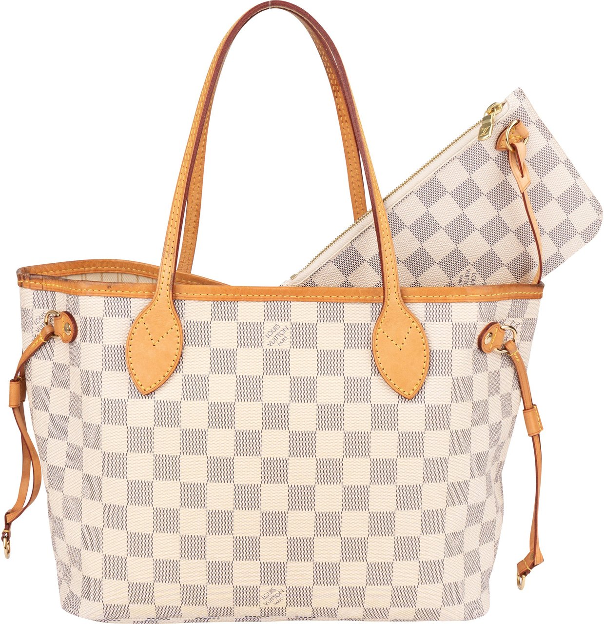 Louis Vuitton Louis Vuitton Damier Azur Monogram Neverfull PM Handbag Wit