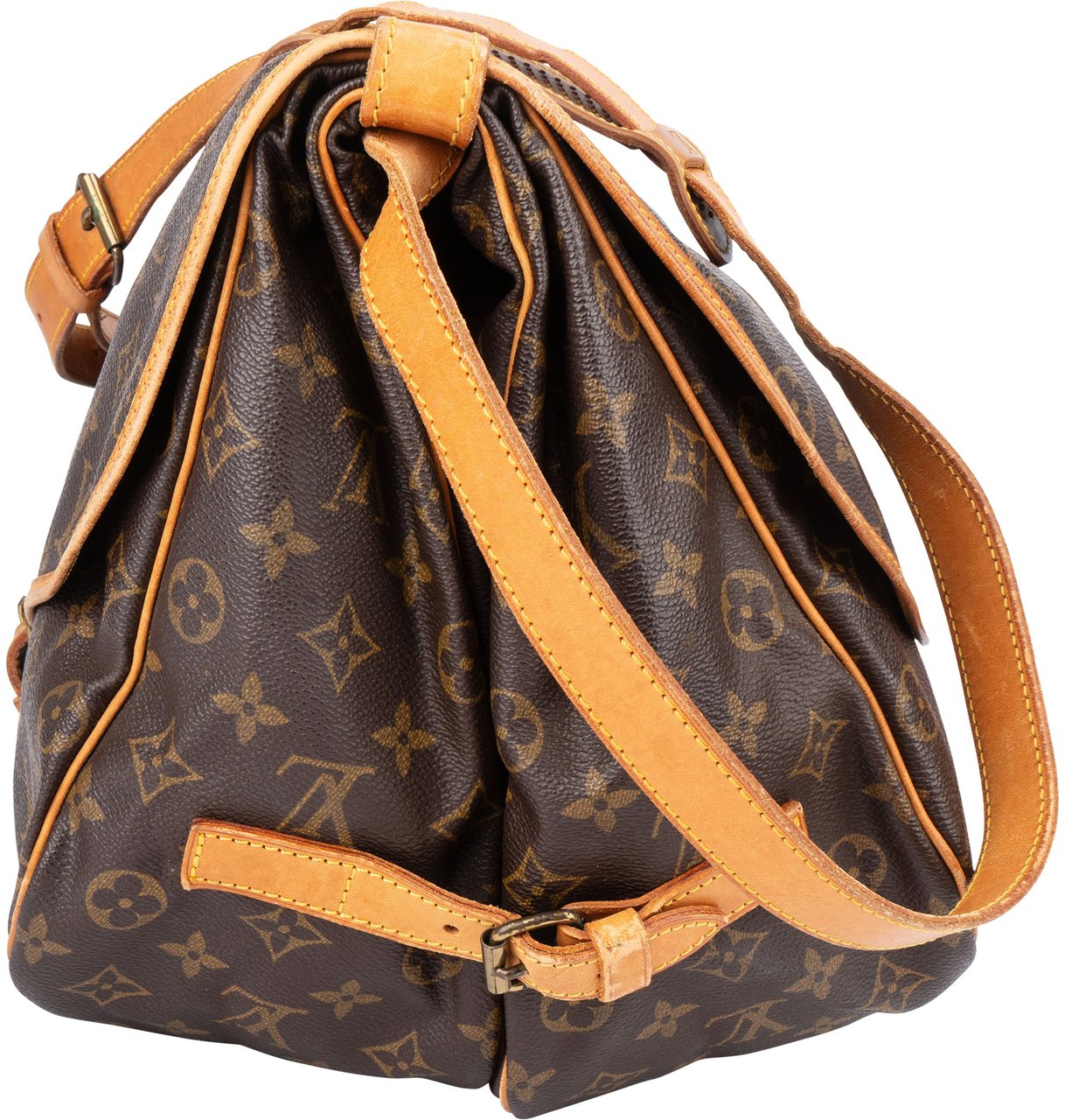 Louis Vuitton Louis Vuitton Canvas Monogram Saumur 35 Crossbody Bag Bruin