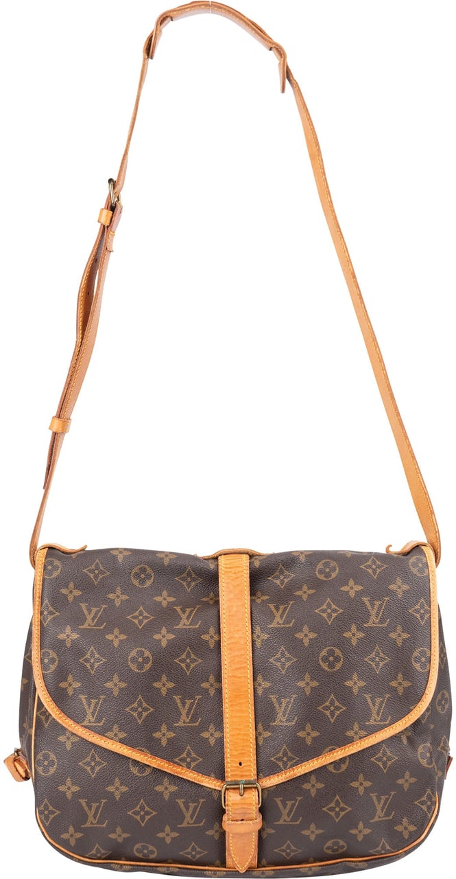 Louis Vuitton Louis Vuitton Canvas Monogram Saumur 35 Crossbody Bag Bruin