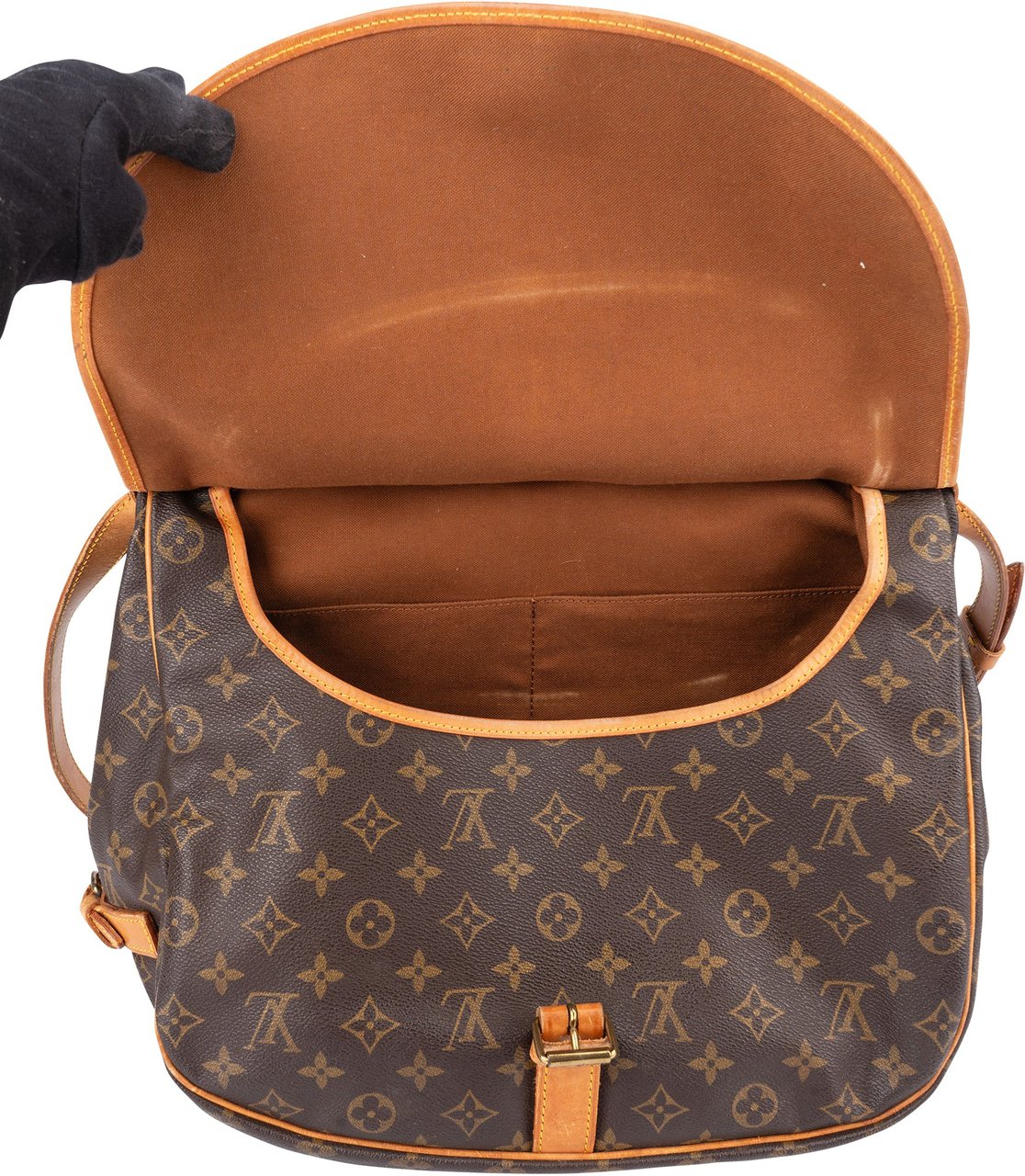 Louis Vuitton Louis Vuitton Canvas Monogram Saumur 35 Crossbody Bag Bruin