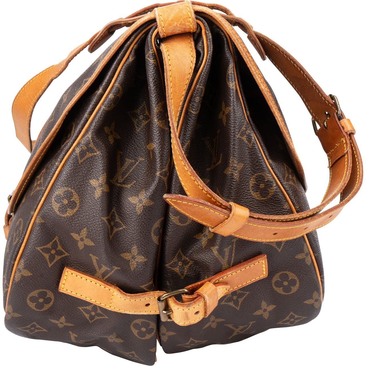 Louis Vuitton Louis Vuitton Canvas Monogram Saumur 35 Crossbody Bag Bruin