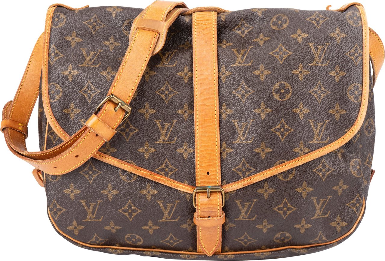 Louis Vuitton Louis Vuitton Canvas Monogram Saumur 35 Crossbody Bag Bruin