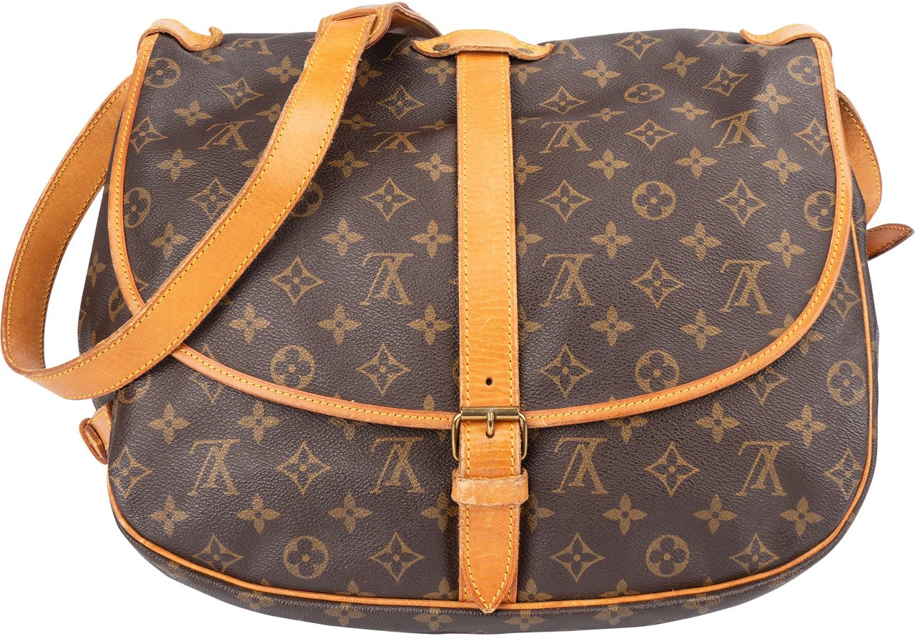 Louis Vuitton Louis Vuitton Canvas Monogram Saumur 35 Crossbody Bag Bruin