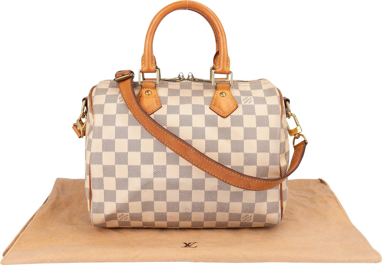 Louis Vuitton Louis Vuitton Damier Azur Monogram Speedy 25 Handbag Wit