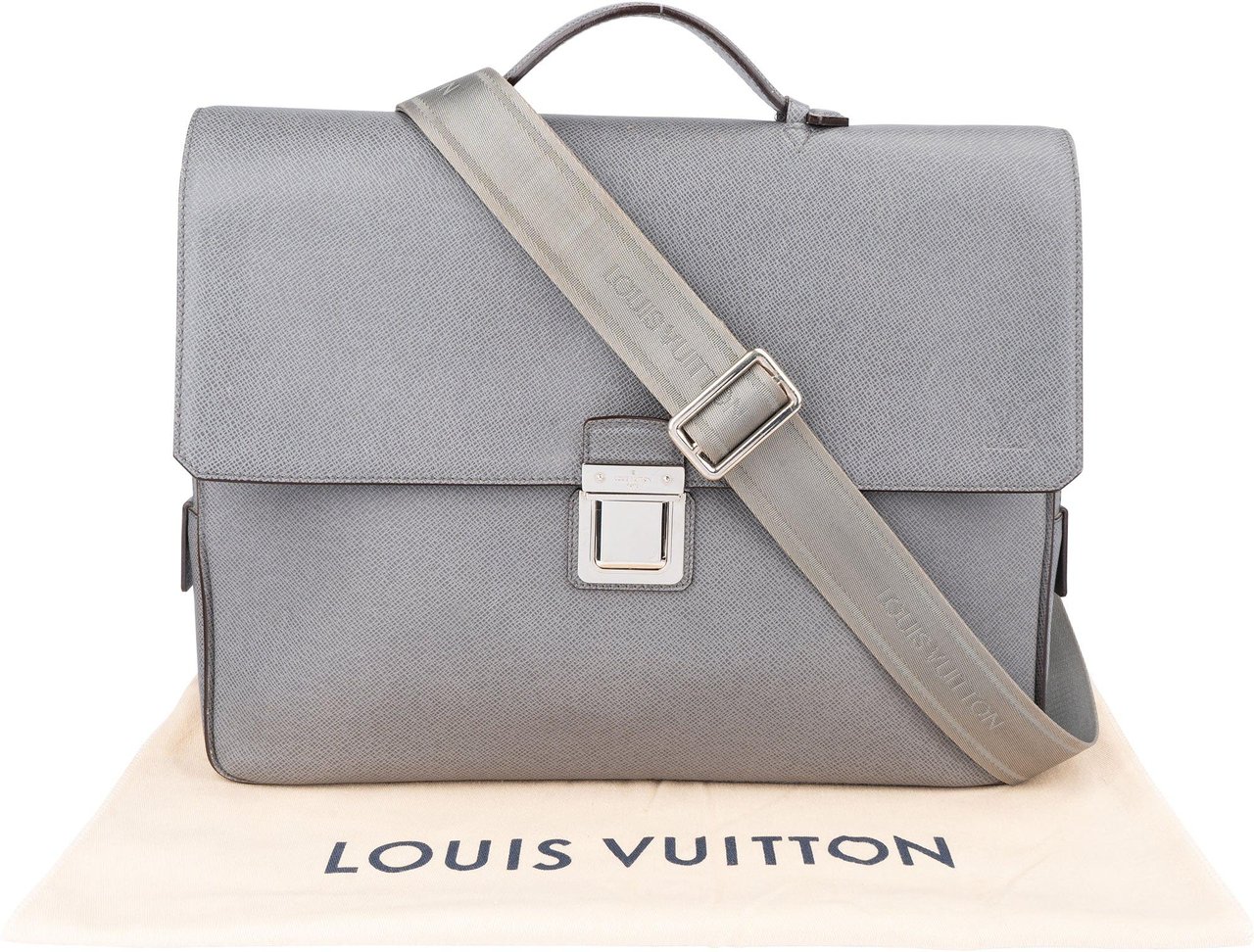Louis Vuitton Louis Vuitton Gris Taiga Leather Vassili PM Business Handbag Divers