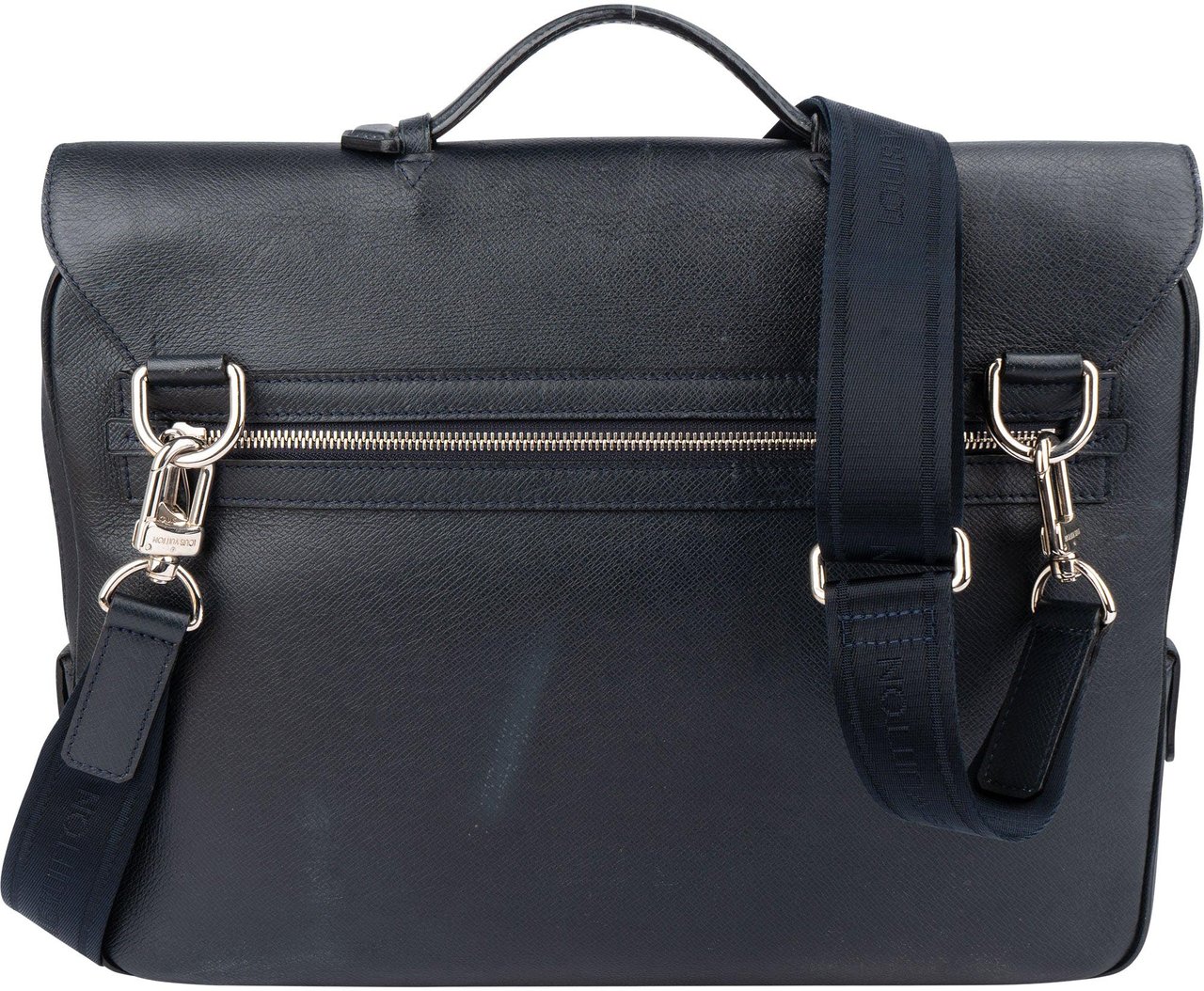 Louis Vuitton Louis Vuitton Bleu Taiga Leather Vassili PM Business Handbag Blauw