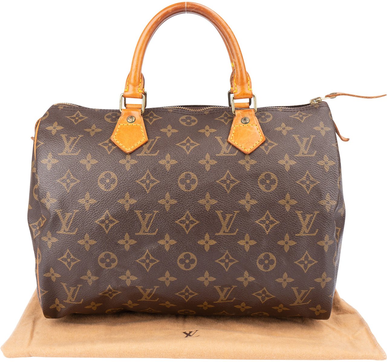 Louis Vuitton Louis Vuitton Canvas Monogram Speedy 30 Handbag Bruin