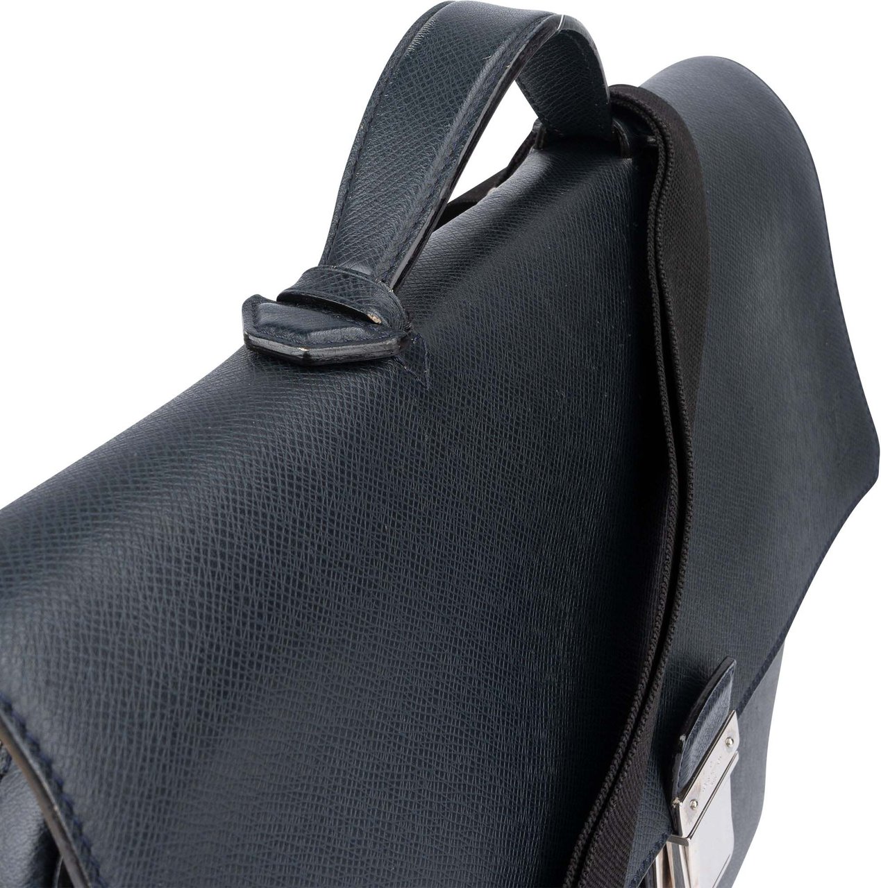 Louis Vuitton Blue Taiga Leather Vassili PM Business Handbag Blauw