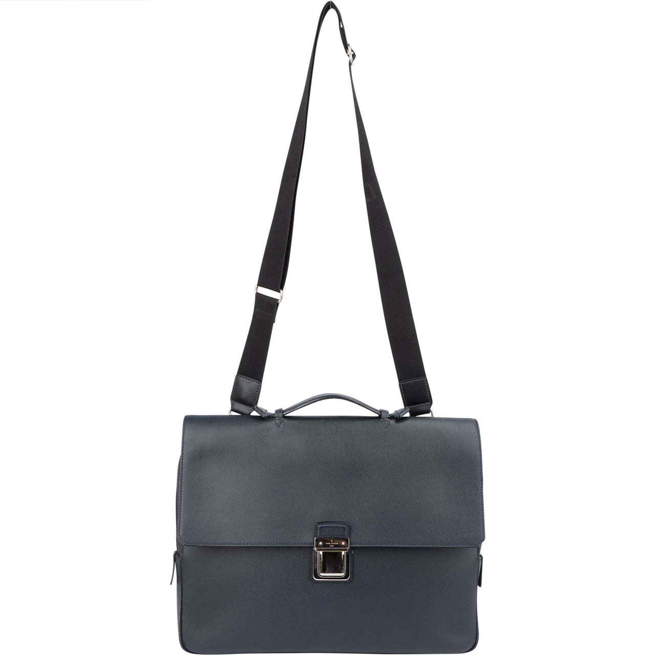 Louis Vuitton Blue Taiga Leather Vassili PM Business Handbag Blauw