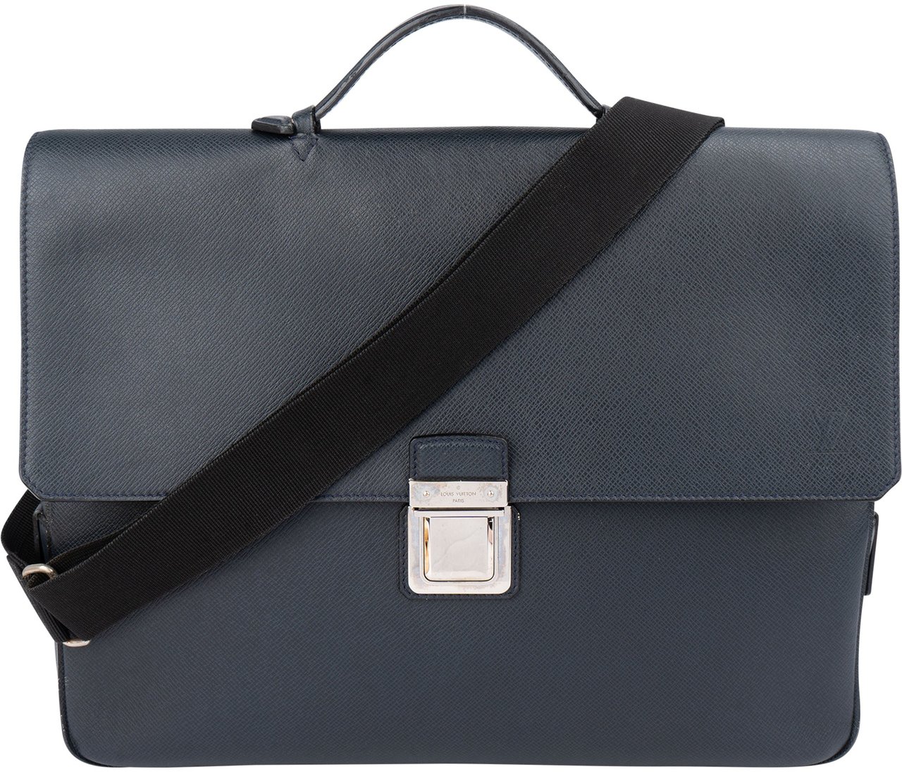 Louis Vuitton Louis Vuitton Blue Taiga Leather Vassili PM Business Handbag Blauw