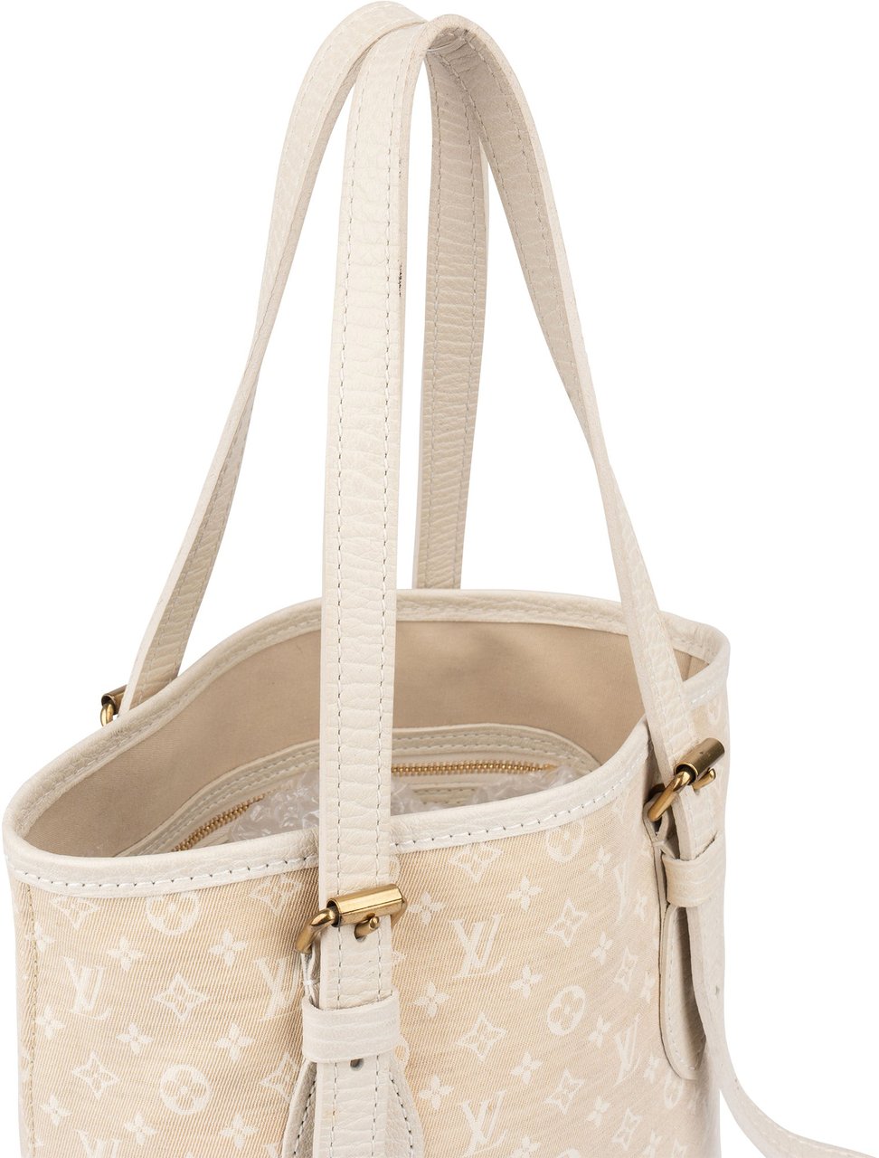 Louis Vuitton Louis Vuitton Mini Lin Monogram Bucket PM Handbag Wit