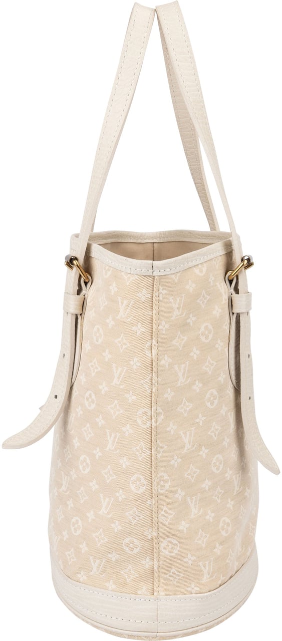 Louis Vuitton Louis Vuitton Mini Lin Monogram Bucket PM Handbag Wit