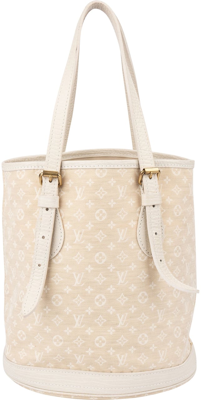 Louis Vuitton Louis Vuitton Mini Lin Monogram Bucket PM Handbag Wit