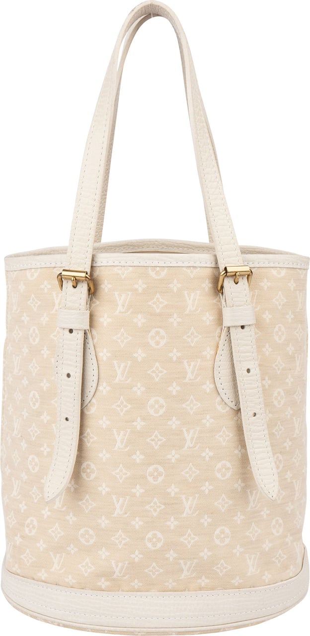 Louis Vuitton Louis Vuitton Mini Lin Monogram Bucket PM Handbag Wit