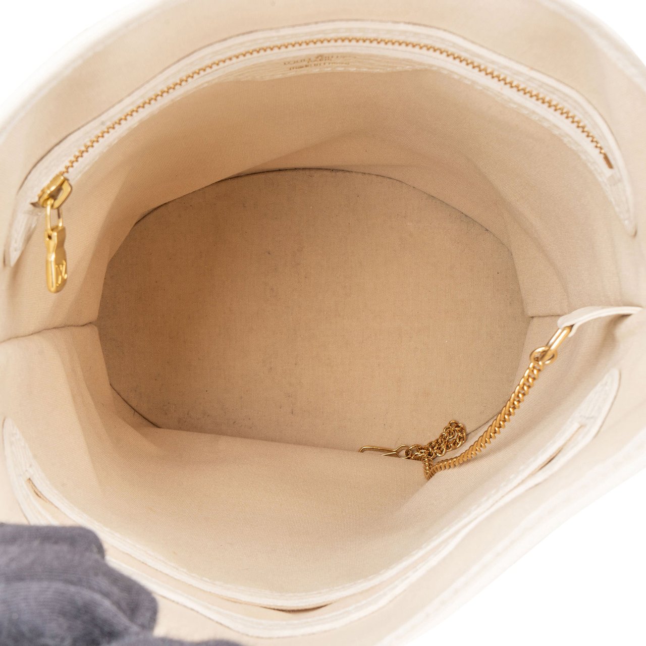 Louis Vuitton Louis Vuitton Mini Lin Monogram Bucket PM Handbag Wit