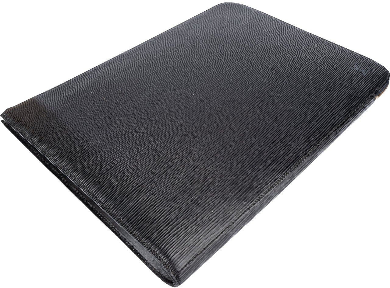 Louis Vuitton Louis Vuitton Noir Epi Leather Laptop Clutch Zwart