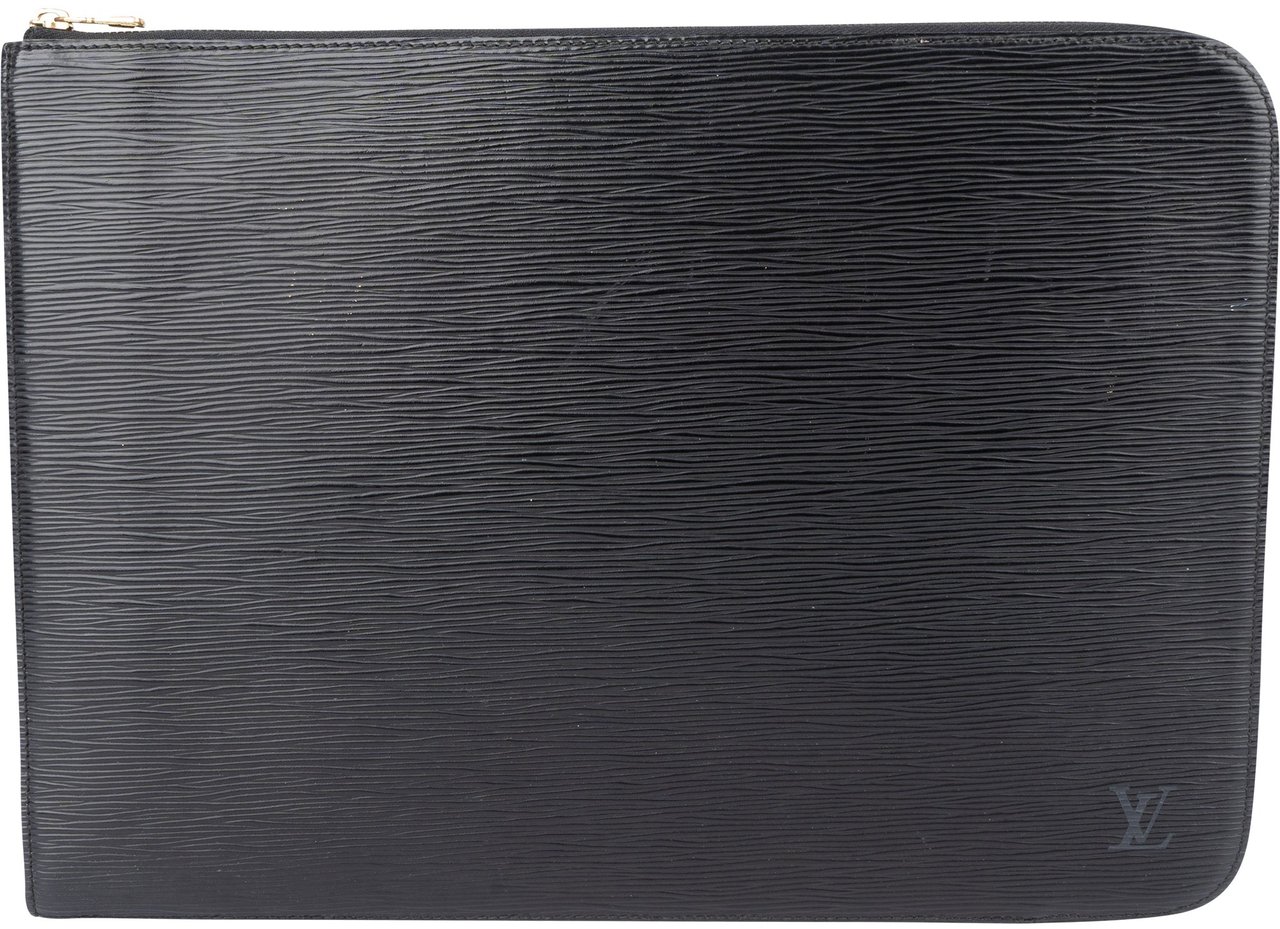 Louis Vuitton Louis Vuitton Noir Epi Leather Laptop Clutch Zwart