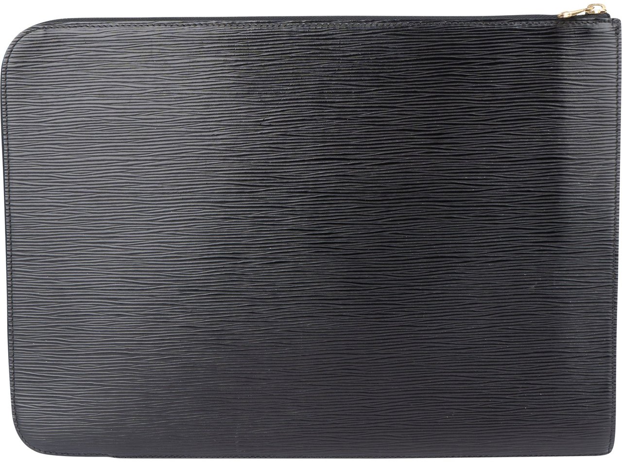 Louis Vuitton Louis Vuitton Noir Epi Leather Laptop Clutch Zwart