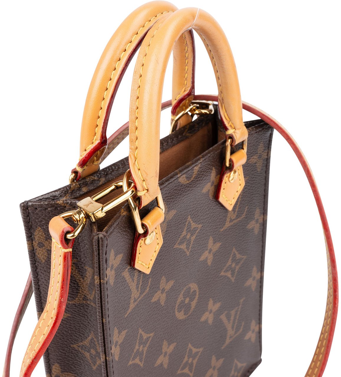 Louis Vuitton Louis Vuitton Canvas Monogram Petit Sac Plat Handbag Bruin