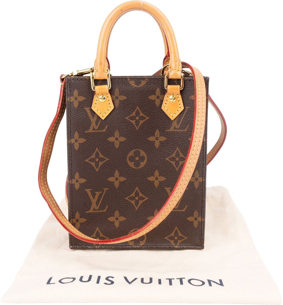 Louis Vuitton Louis Vuitton Canvas Monogram Petit Sac Plat Handbag Bruin