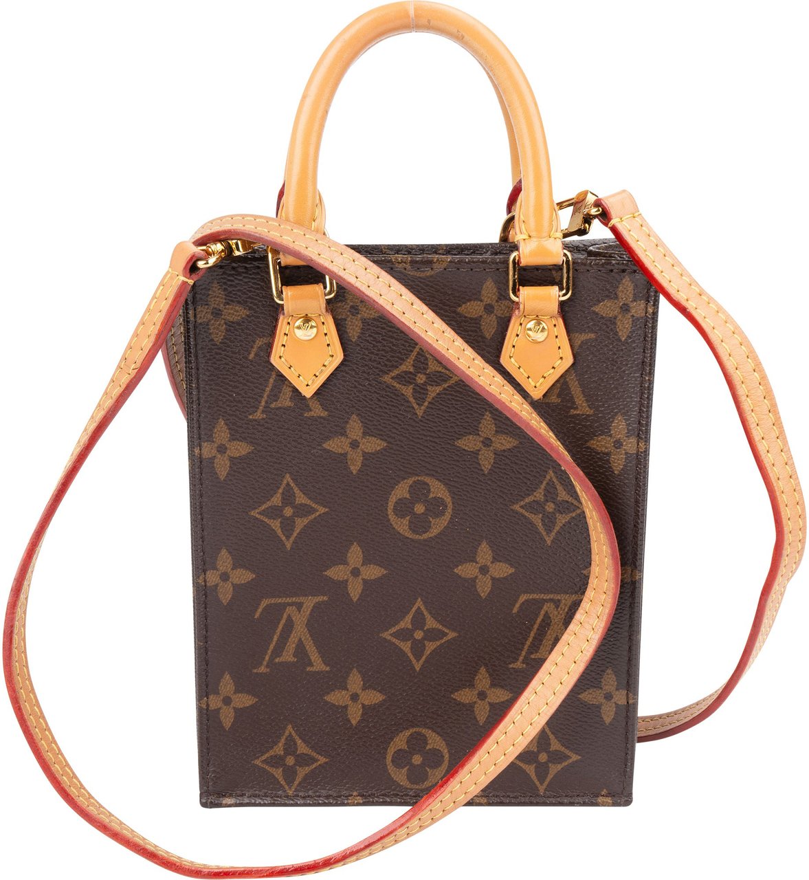 Louis Vuitton Louis Vuitton Canvas Monogram Petit Sac Plat Handbag Bruin