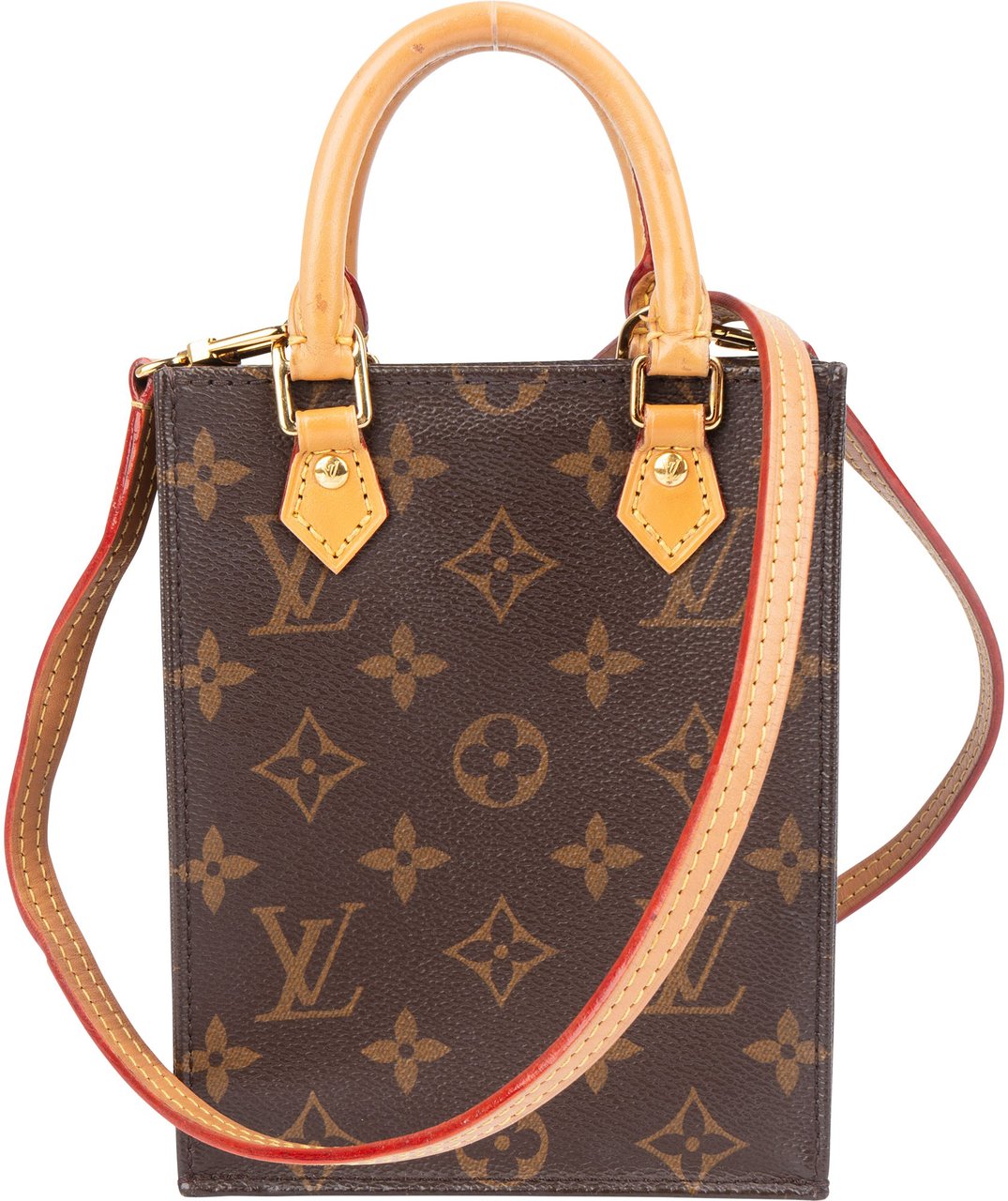 Louis Vuitton Louis Vuitton Canvas Monogram Petit Sac Plat Handbag Bruin