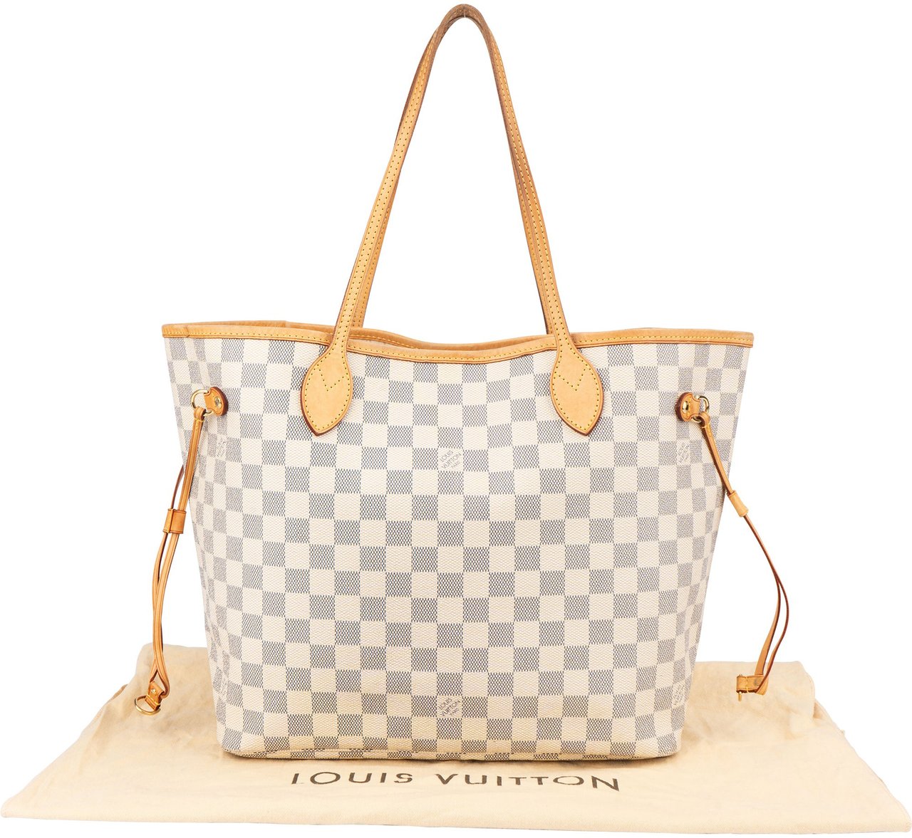 Louis Vuitton Louis Vuitton Damier Azur Monogram Neverfull MM Shopper Handbag Wit